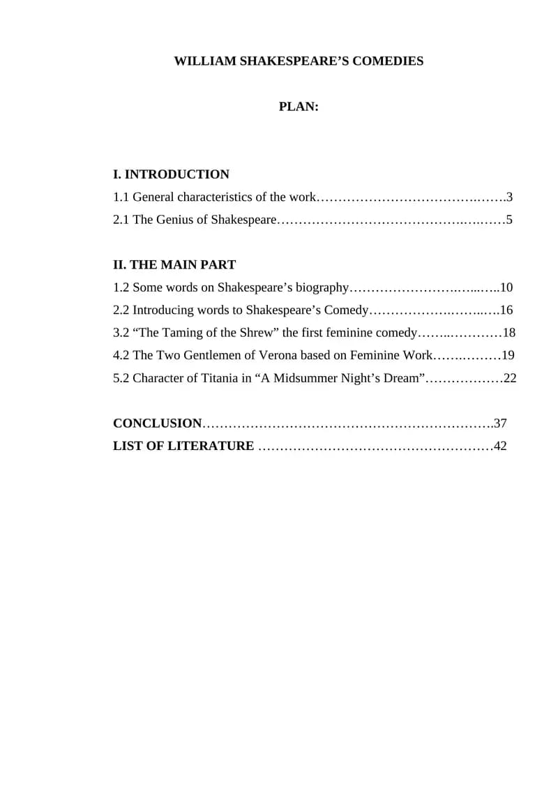 William Shakespeare’s Comedies