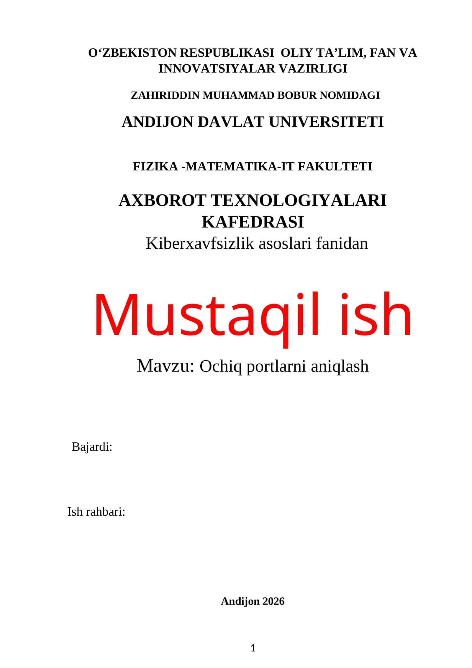 Ochiq portlarni aniqlash