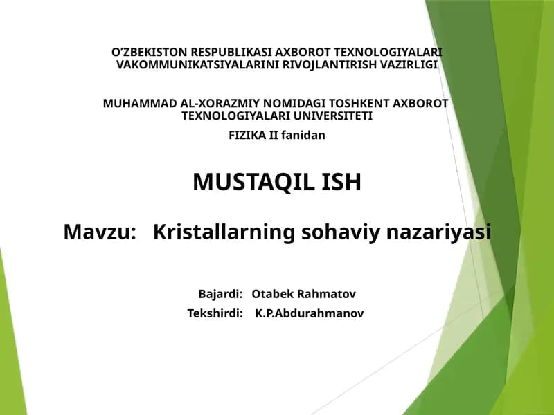 Kristallarning sohaviy nazariyasi