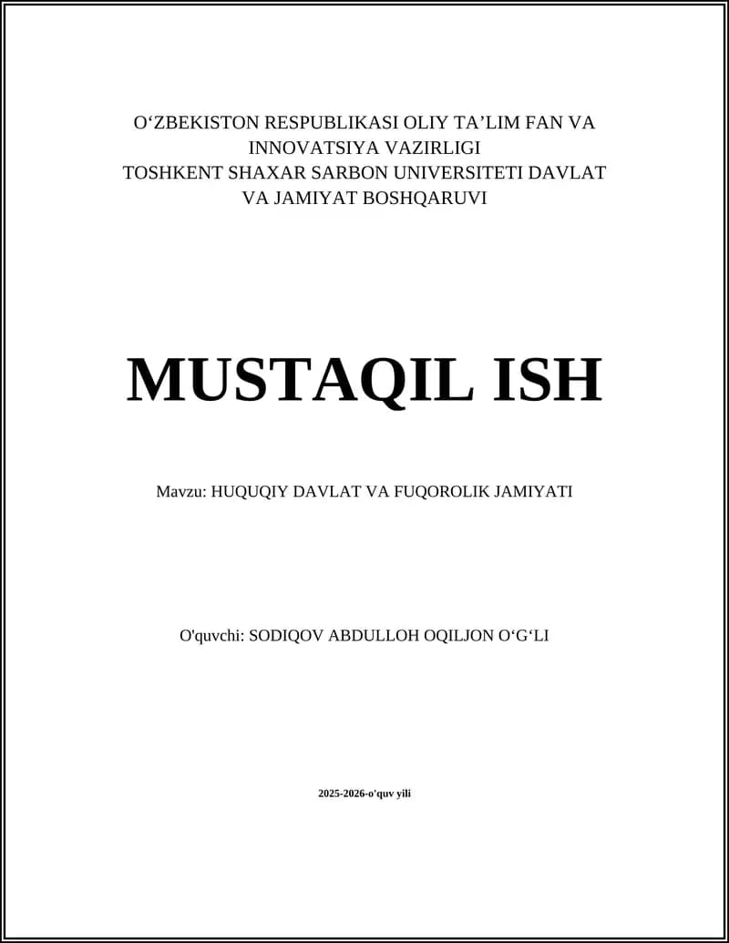 Huquqiy davlat va fuqorolik jamiyati