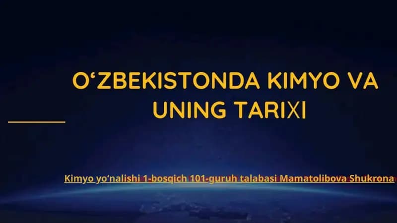 Oʻzbekistonda kimyo va uning tarixi
