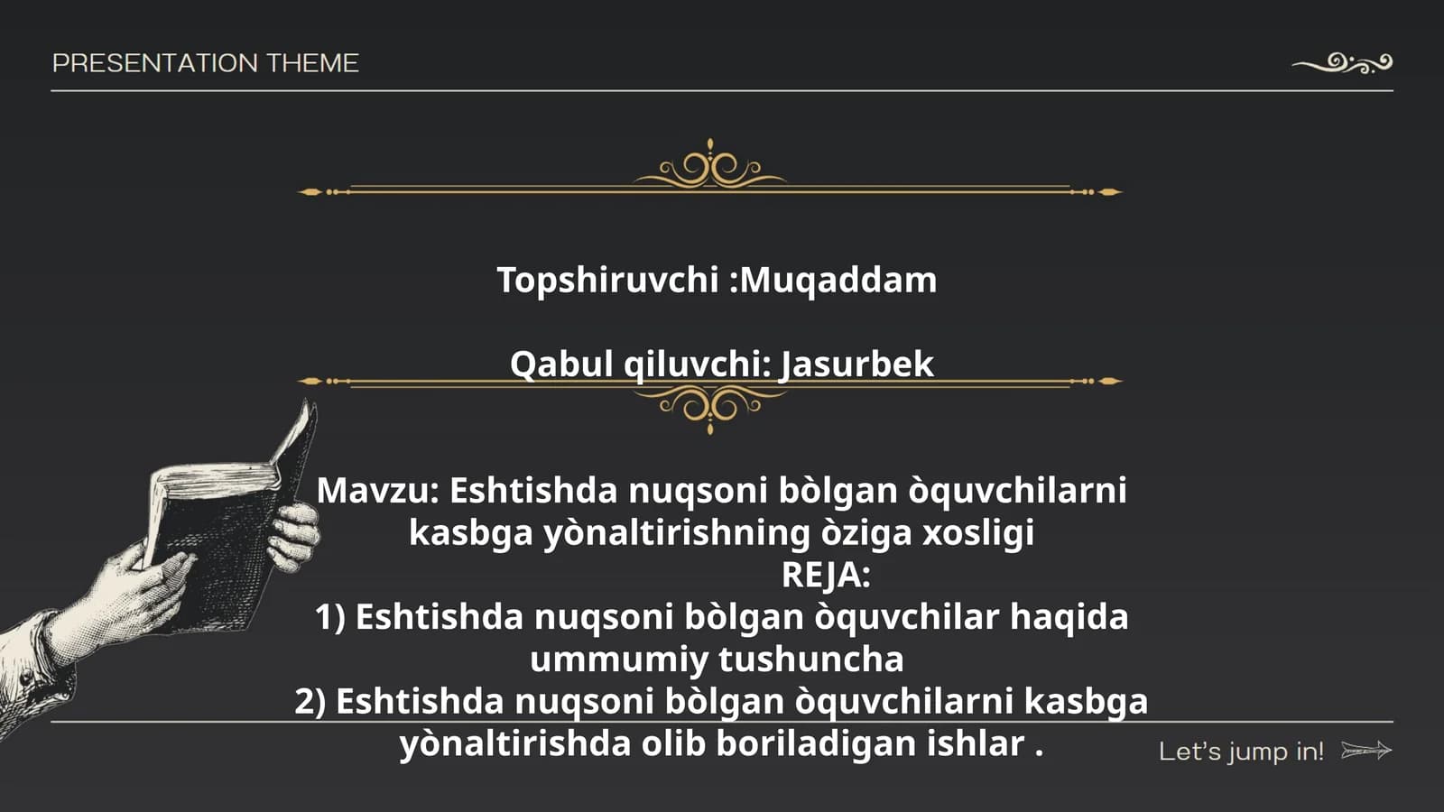 Eshtishda nuqsoni bòlgan òquvchilarni kasbga yònaltirishning òziga xosligi