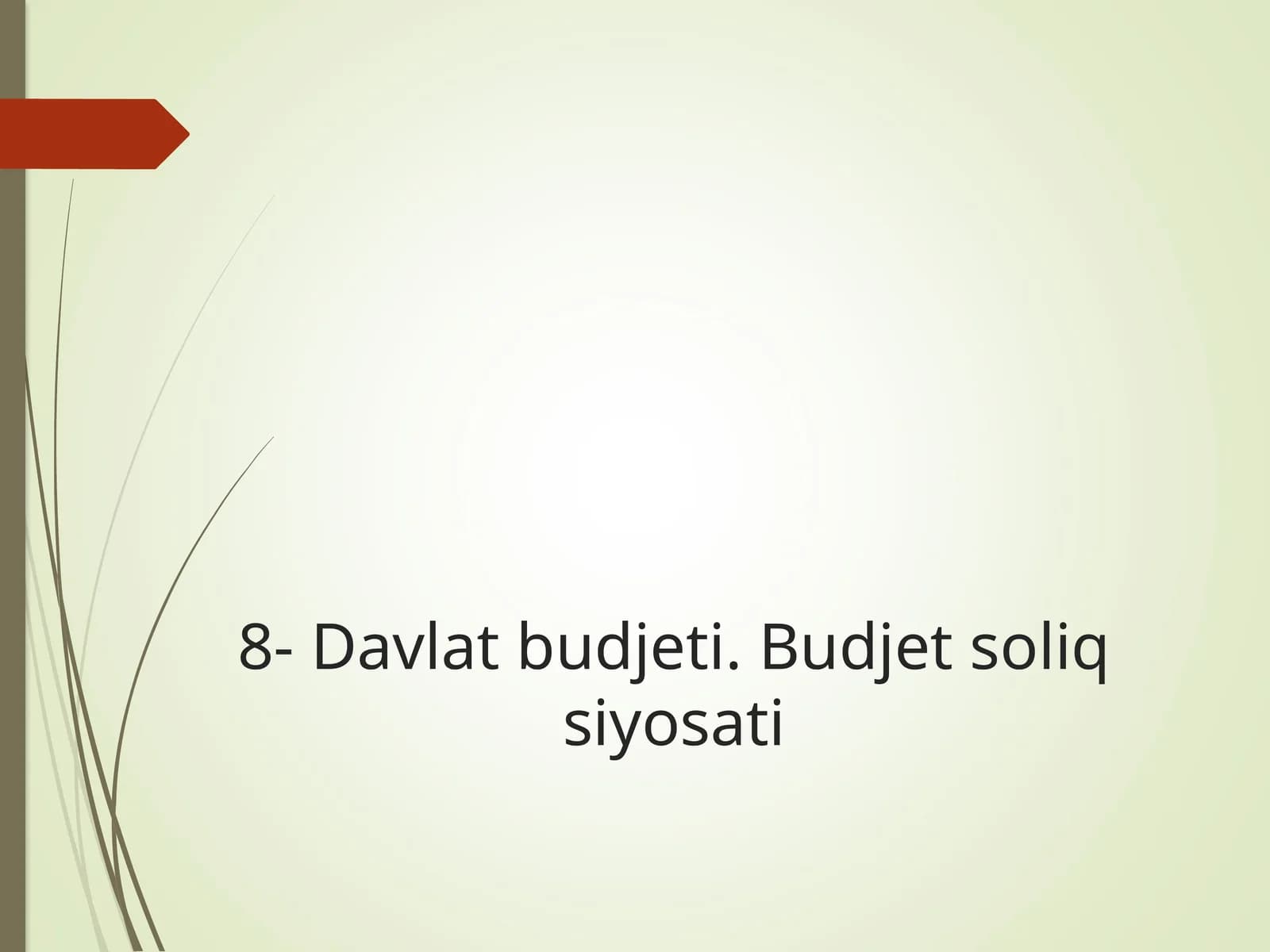 8- Davlat budjeti. Budjet soliq siyosati