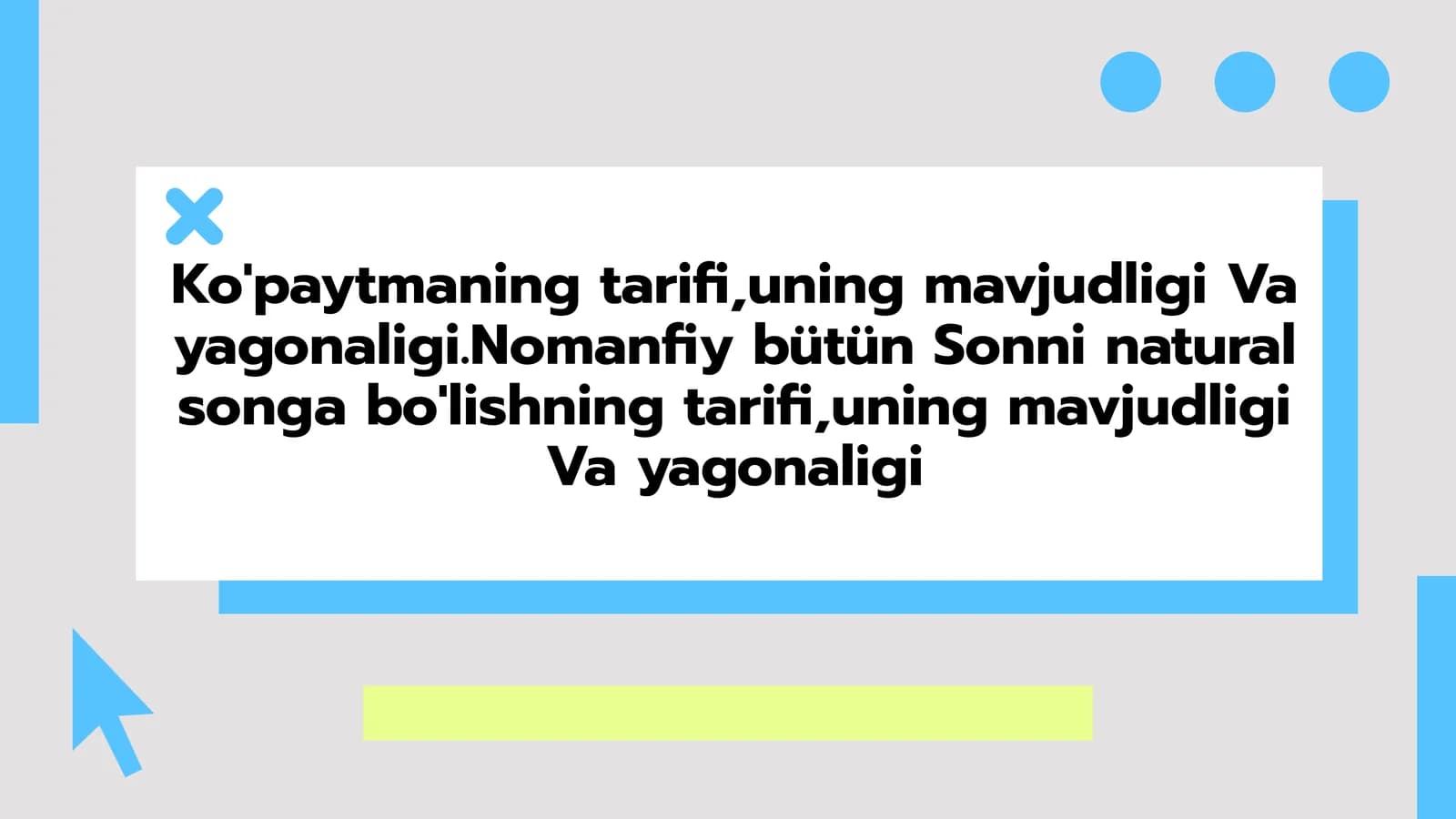 Ko'paytmaning Tarifi