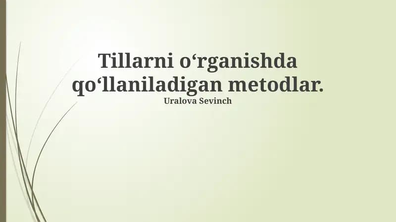 Til o'rganish usullari