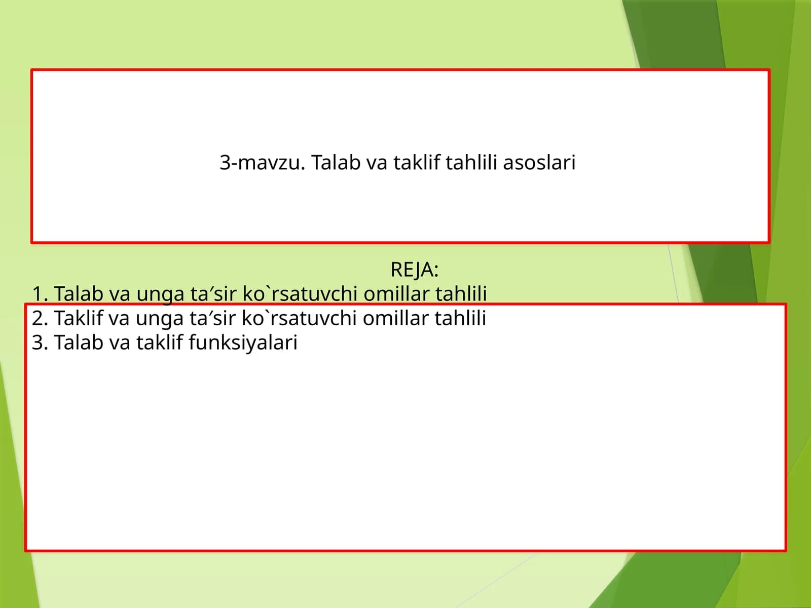 3-mavzu. Talab va taklif tahlili asoslari