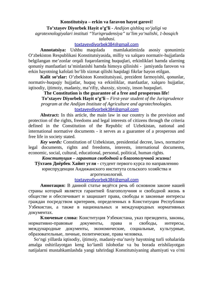 O'zbekiston Konstitutsiyasi