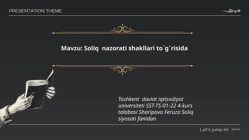 Soliq nazorati shakllari to`g`risida