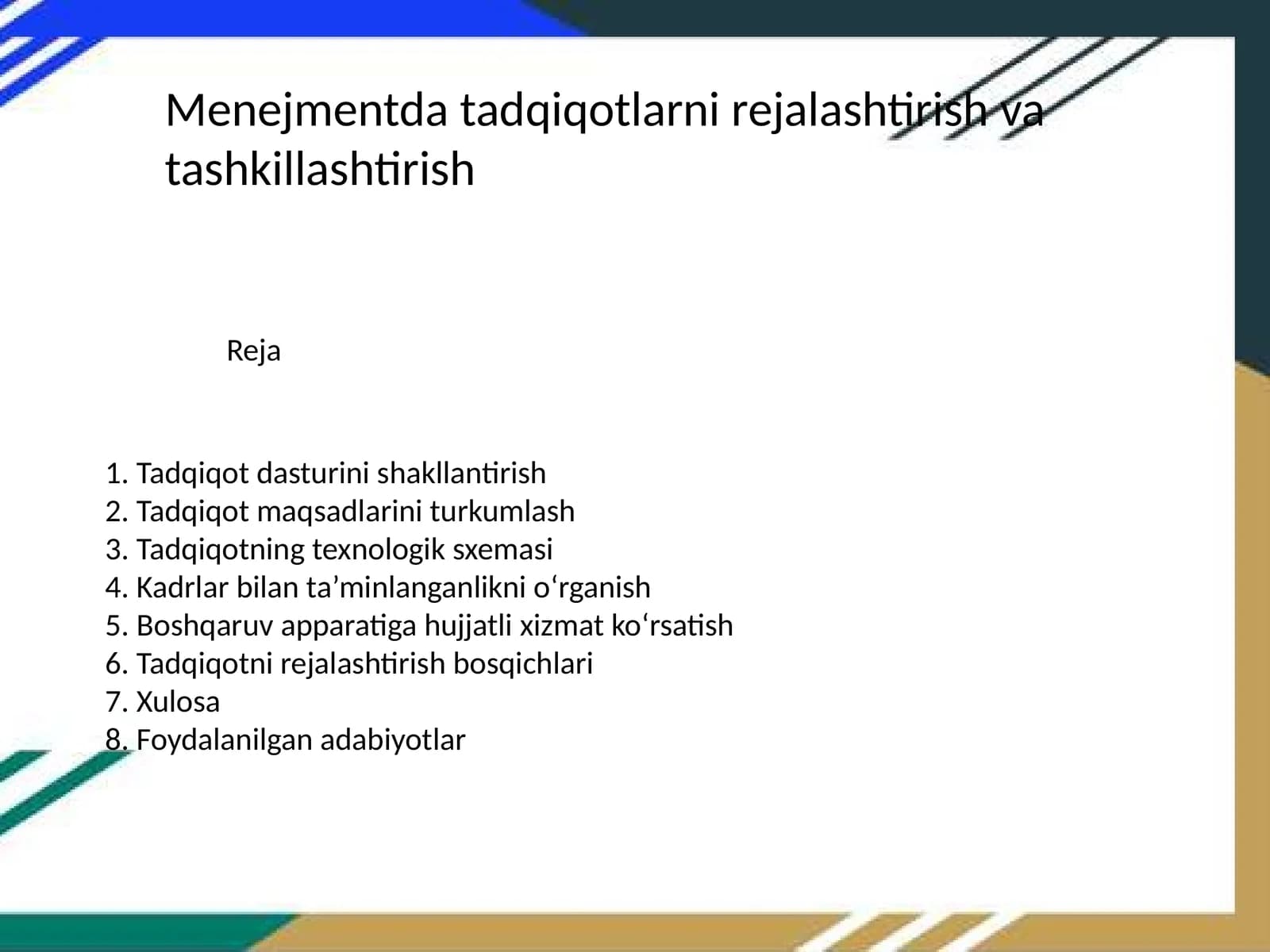 Tadqiqot Maqsadlari va Bosqichlari