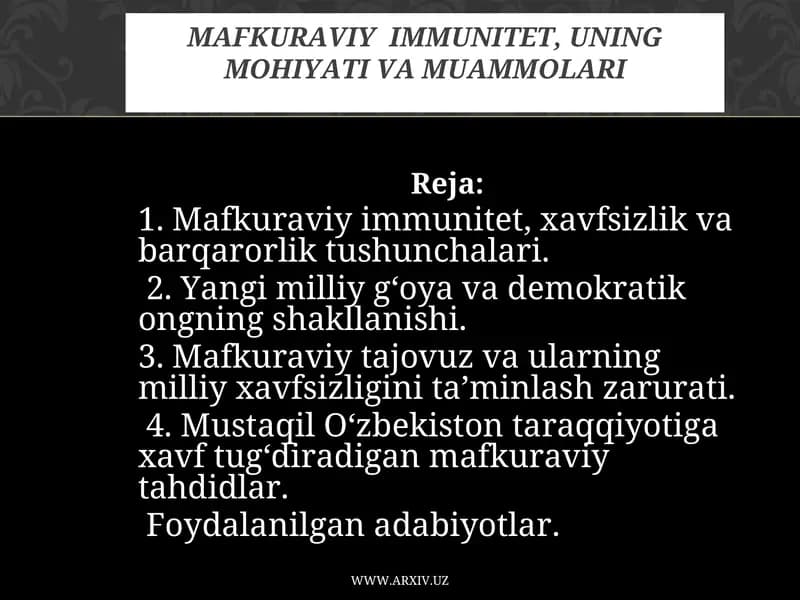 Mafkuraviy immunitet, uning mohiyati va muammolari