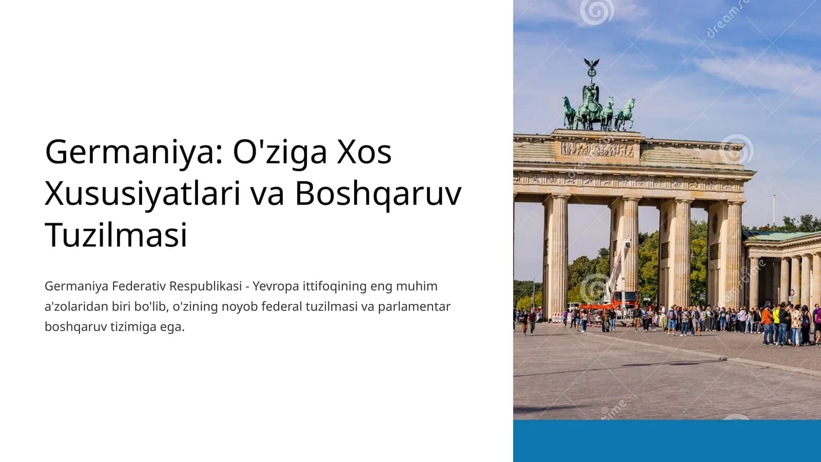 Germaniya: O'ziga Xos Xususiyatlari va Boshqaruv Tuzilmasi
