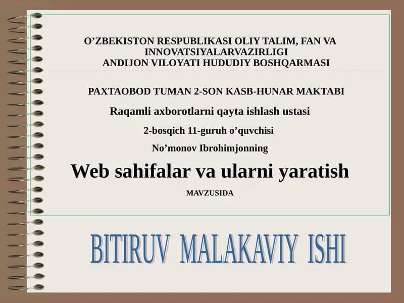 Raqamli axborotlarni qayta ishlash ustasi