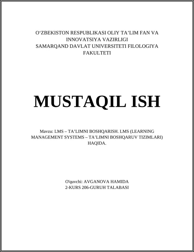 LMS – TA’LIMNI BOSHQARISH