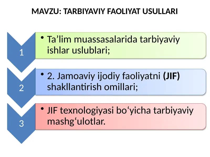 TARBIYAVIY FAOLIYAT USULLARI