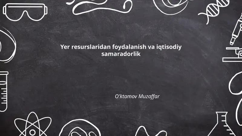 Yer resurslaridan foydalanish va iqtisodiy samaradorlik