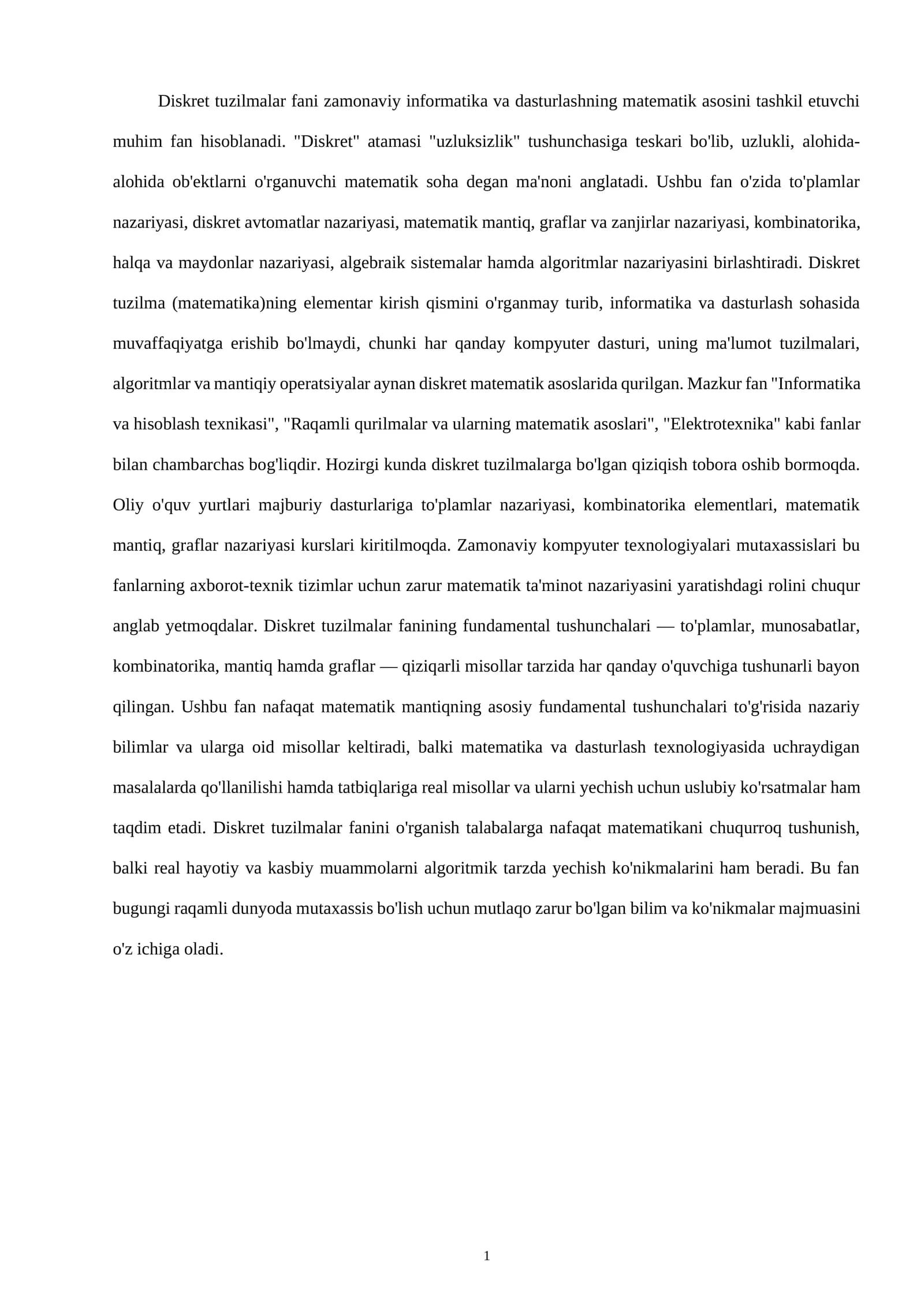Diskret tuzilmalar fani