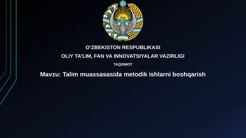 Metodik ishning mohiyati va tashkil etilishi