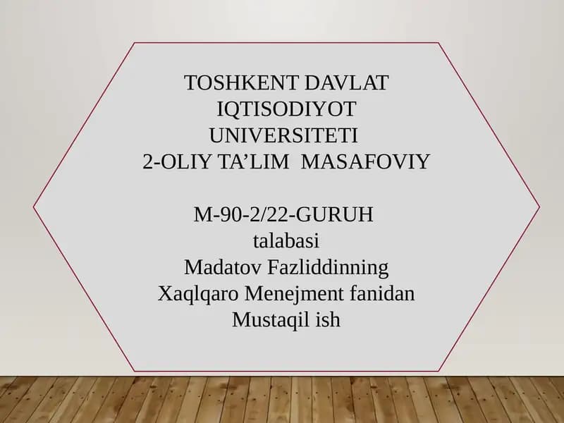 Tashqi bozorda faoliyat sohasini tanlash