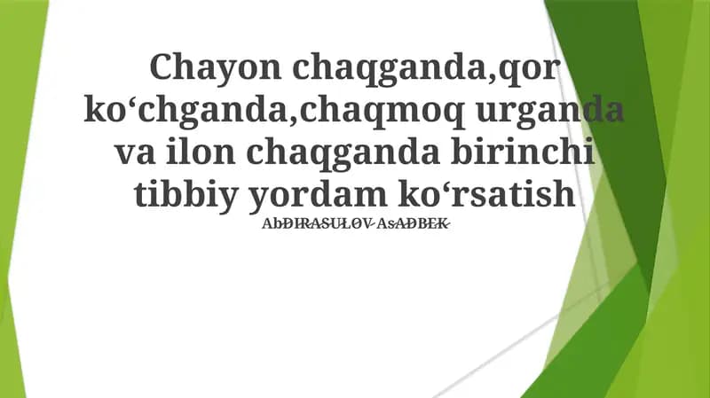Chaqish va ilk yordam