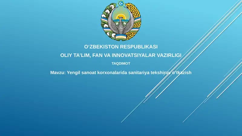 Yengilsanoatkorxonalaridasanitariyatekshiruvoʻtkazish
