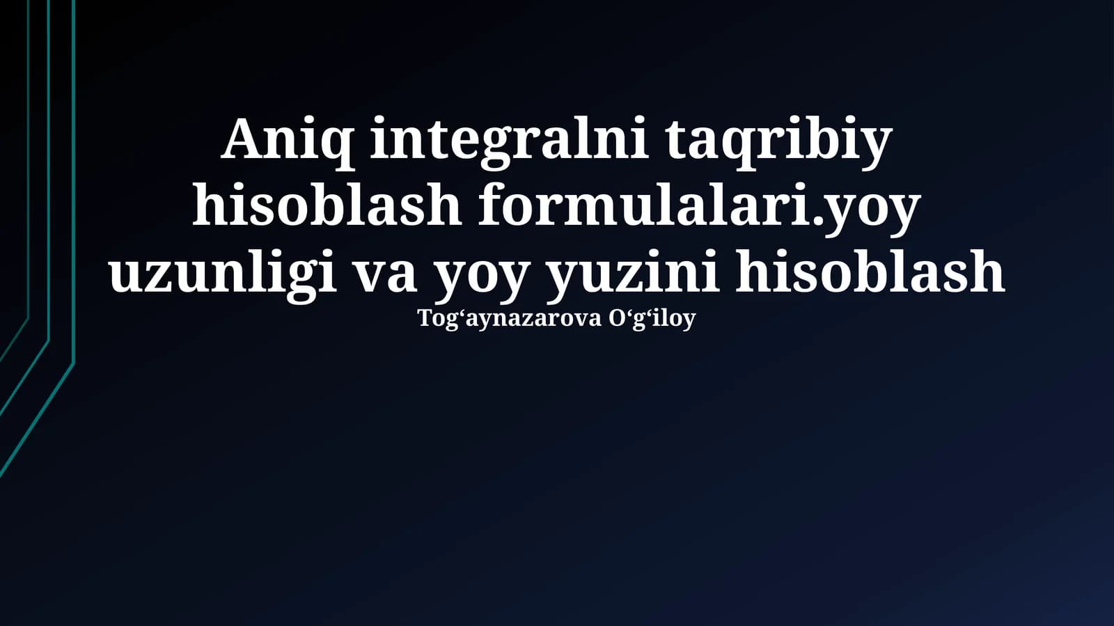 Aniq integrallarni hisoblashning taxminiy formulalari