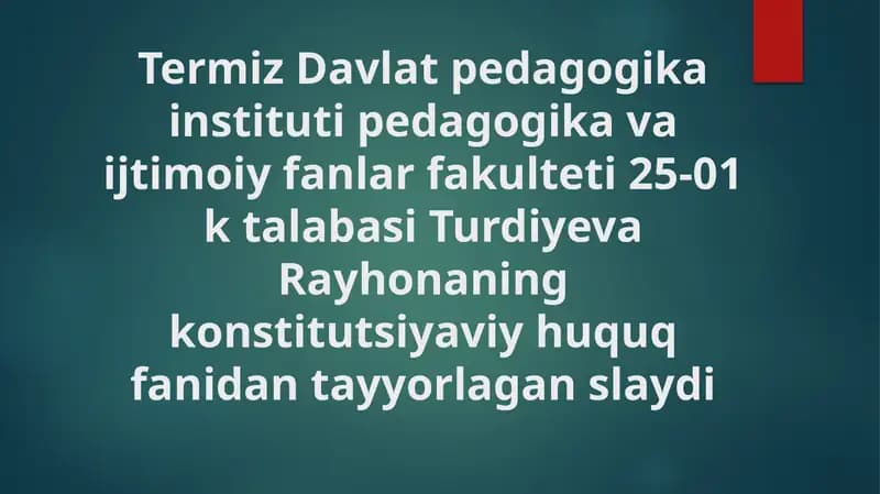 Fuqarolarning qonun oldida tengligi konstitutsiyaviy tamoyili