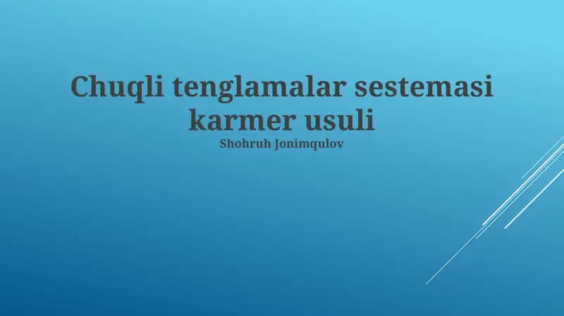 Kramer qoidasi yordamida tenglamalar sistemasini yechish