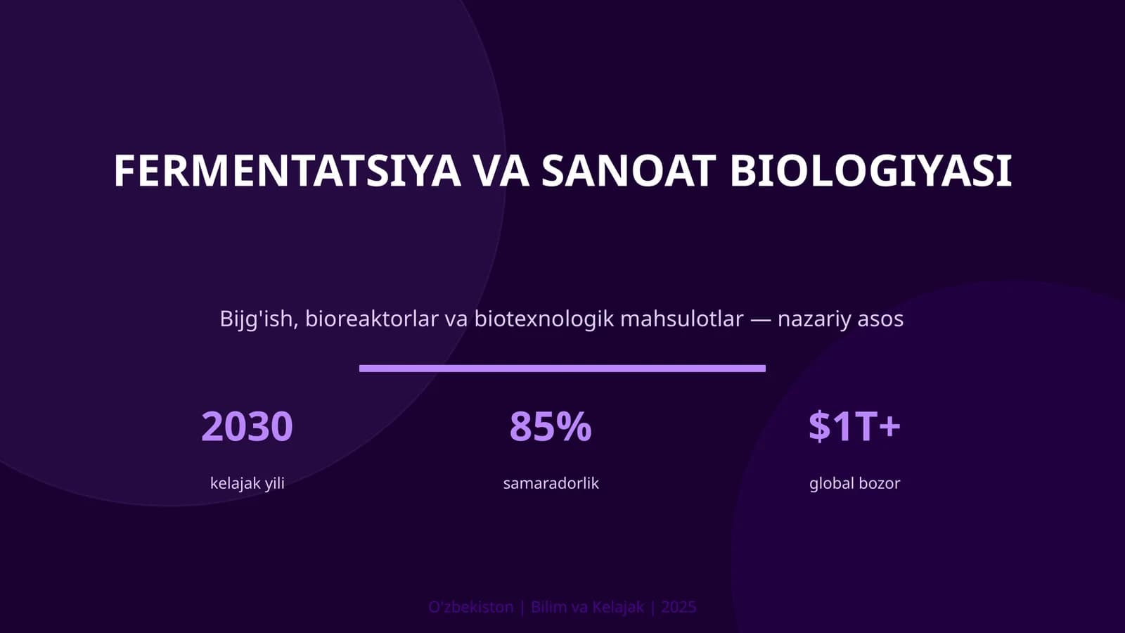 FERMENTATSIYA VA SANOAT BIOLOGIYASI