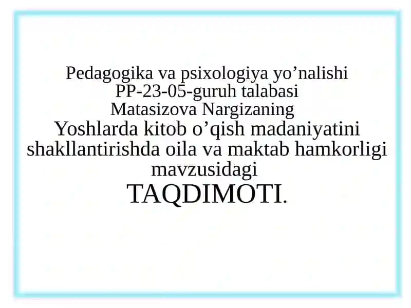 Pedagogika va psixologiya yo'nalishi PP-23-05