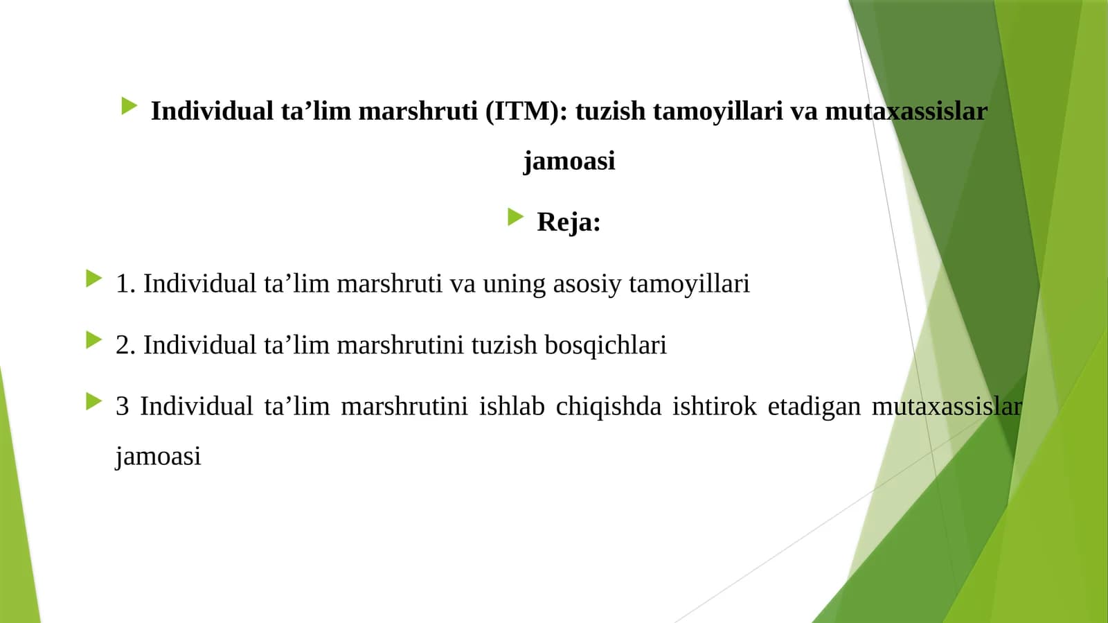Individual ta’lim marshruti (ITM): tuzish tamoyillari va mutaxassislar jamoasi