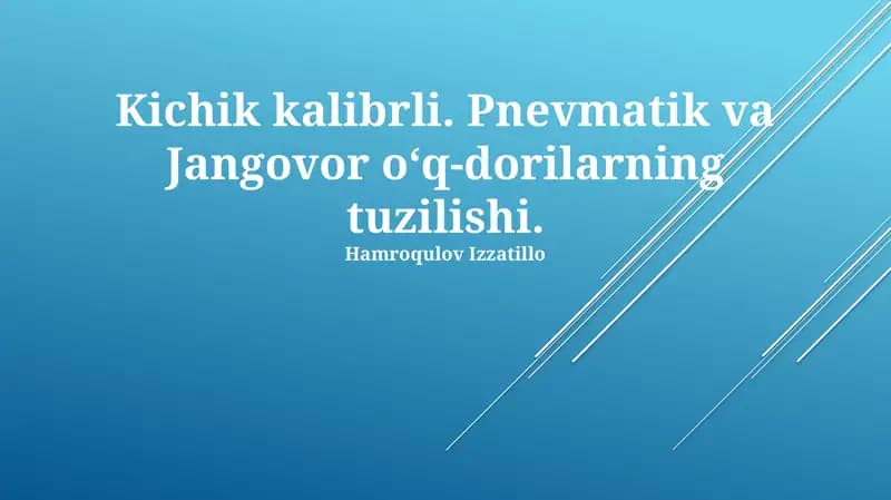 Kichik Kalibrli O'q-Dorilarning Tuzuilishi