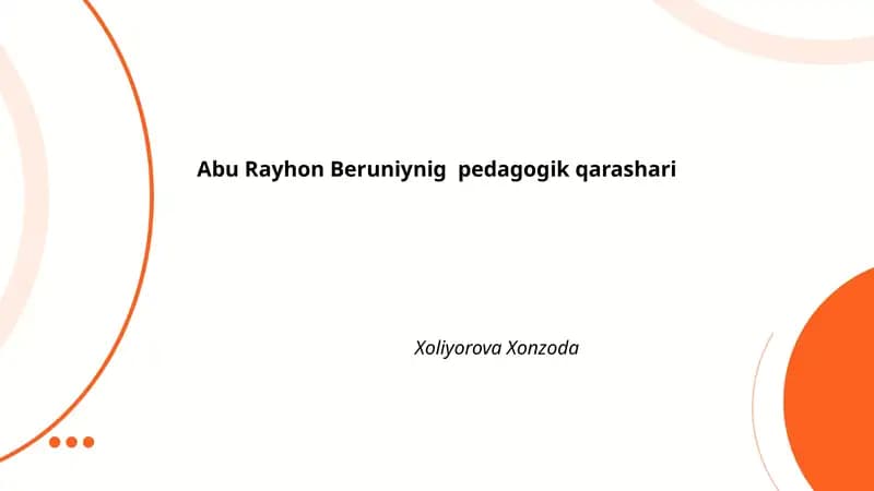 Abu Rayxon Beruniyning pedagogik qarashlari