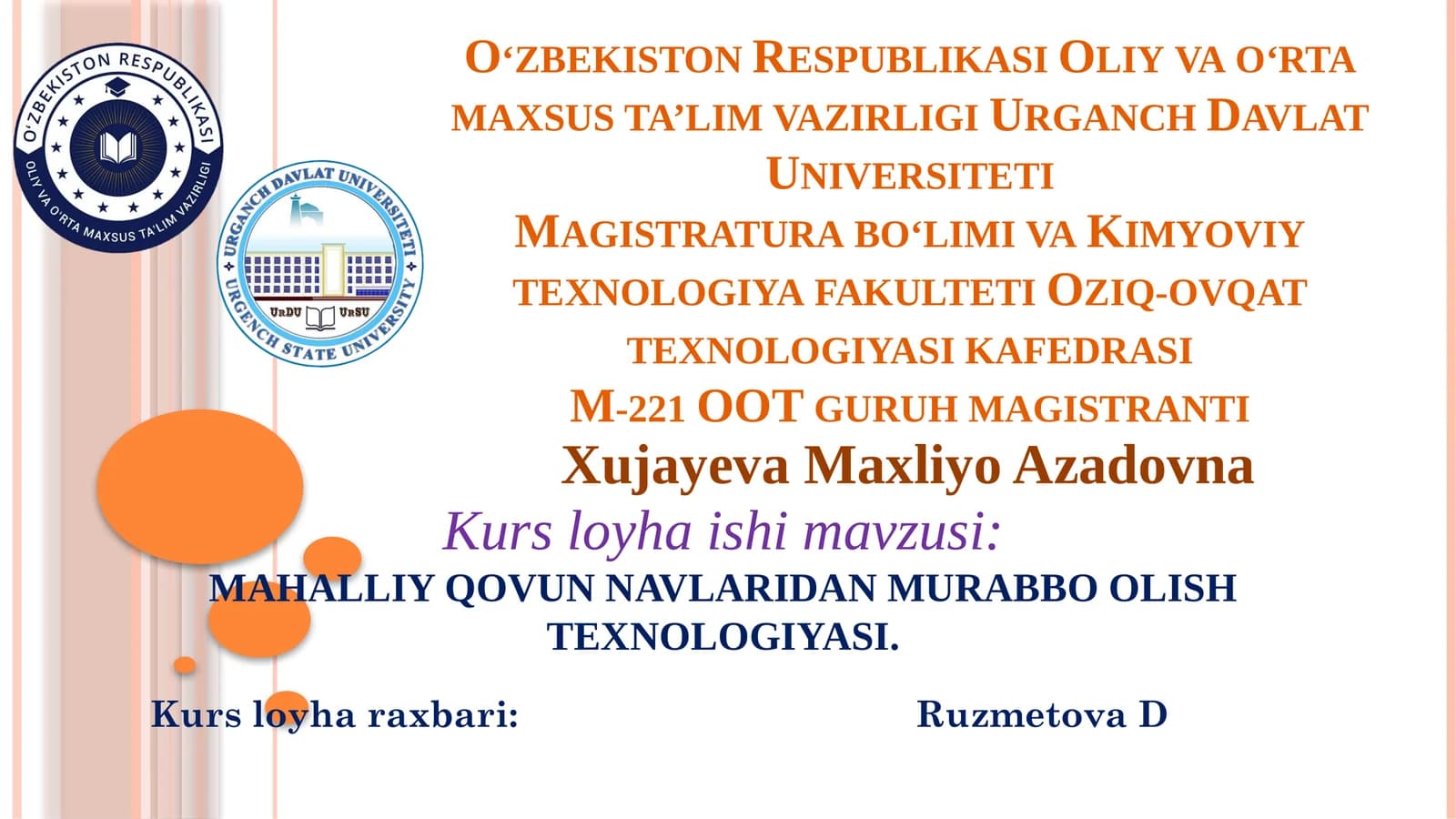 MAHALLIY QOVUN NAVLARIDAN MURABBO OLISH TEXNOLOGIYASI