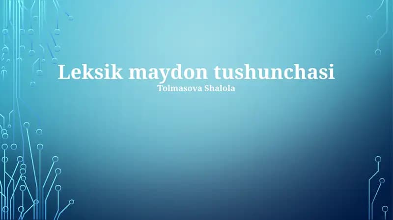 Leksik maydon tushunchasi