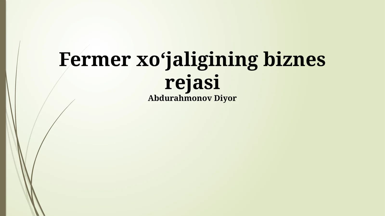 Fermer xo'jaligining biznes rejasi