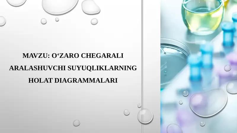 O‘zaro chegar aralashuvchi suyuqliklarning holat diagrammalari