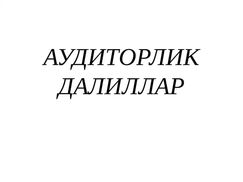 АУДИТОРЛИК ДАЛИЛЛАР
