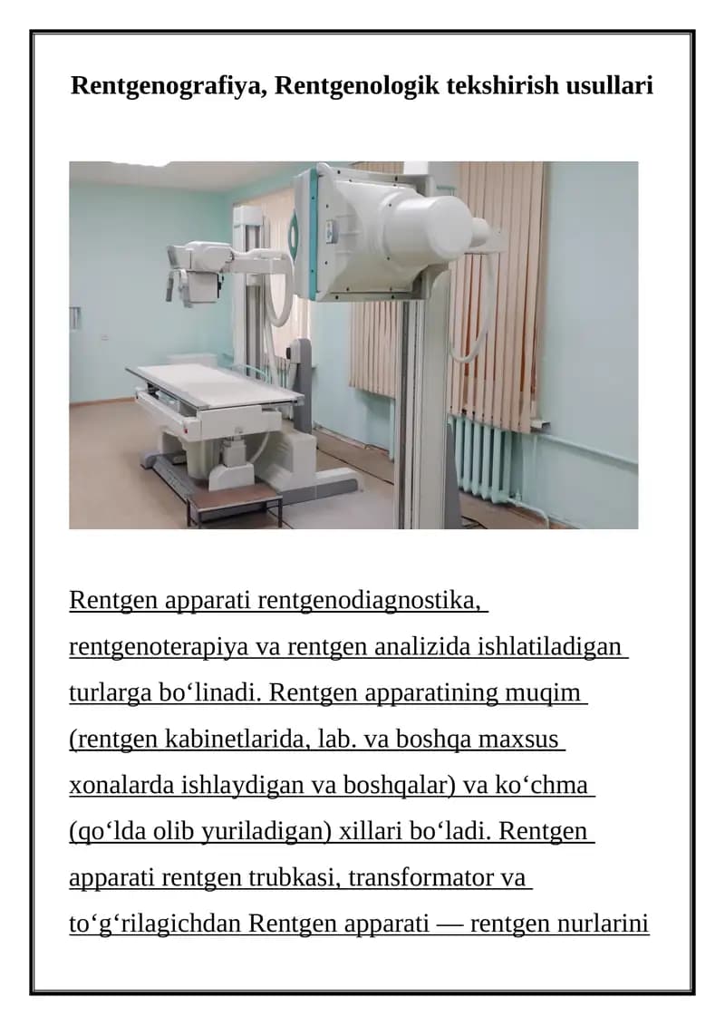 Rentgen apparati