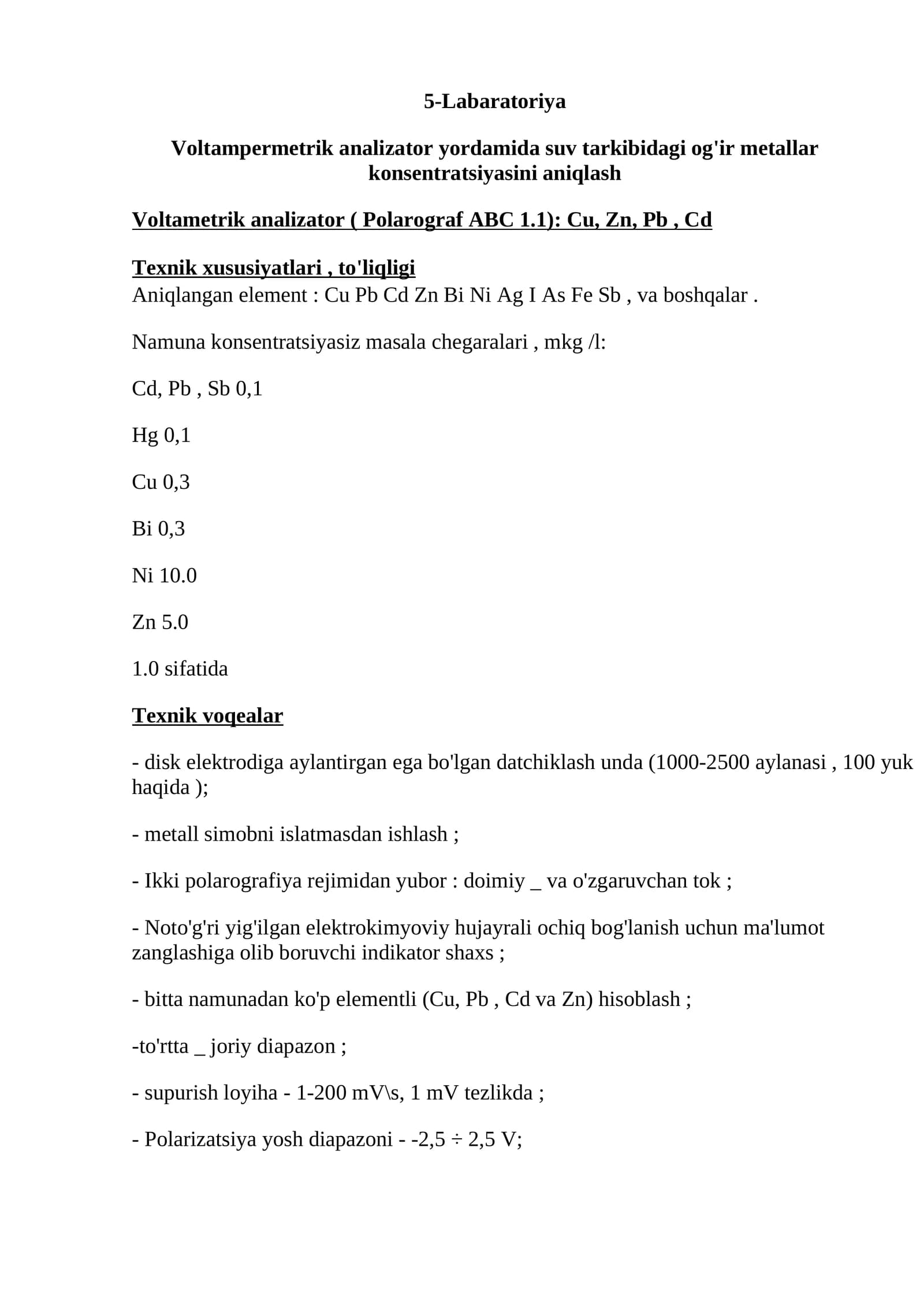Voltampermetrik analizator (Polarograf ABC 1)