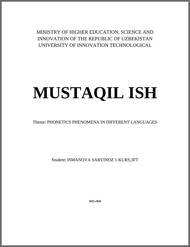 PHONETICS PHENOMENA IN DIFFERENT LANGUAGES