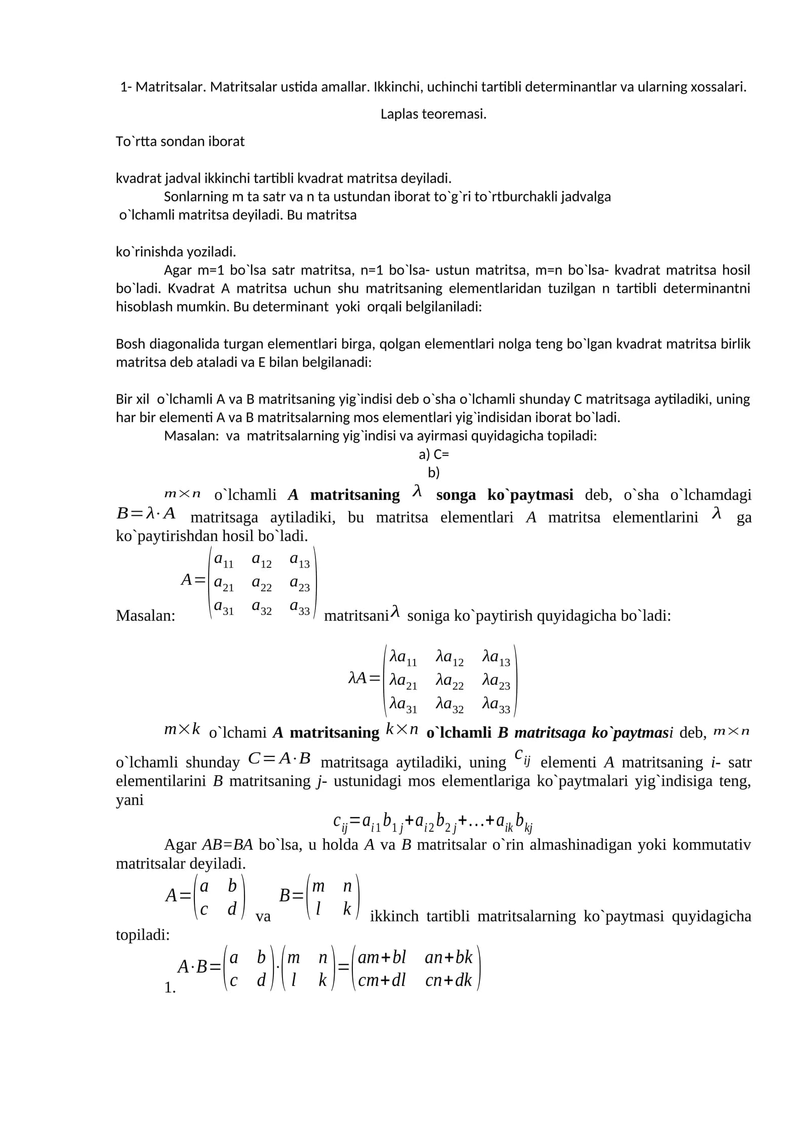 Matritsalar