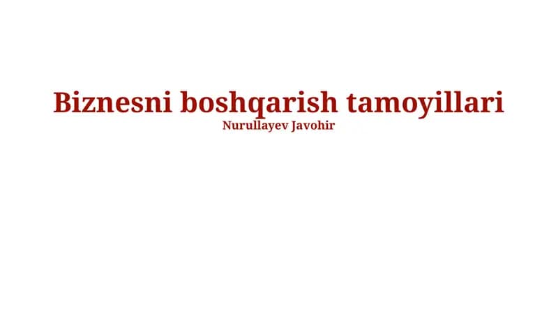 Biznesni boshqarish tamoyillari