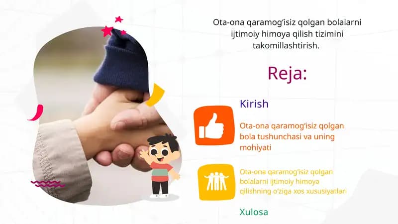 Ota-ona qaramogʻisiz qolgan bolalarni ijtimoiy himoya qilish tizimini takomillashtirish
