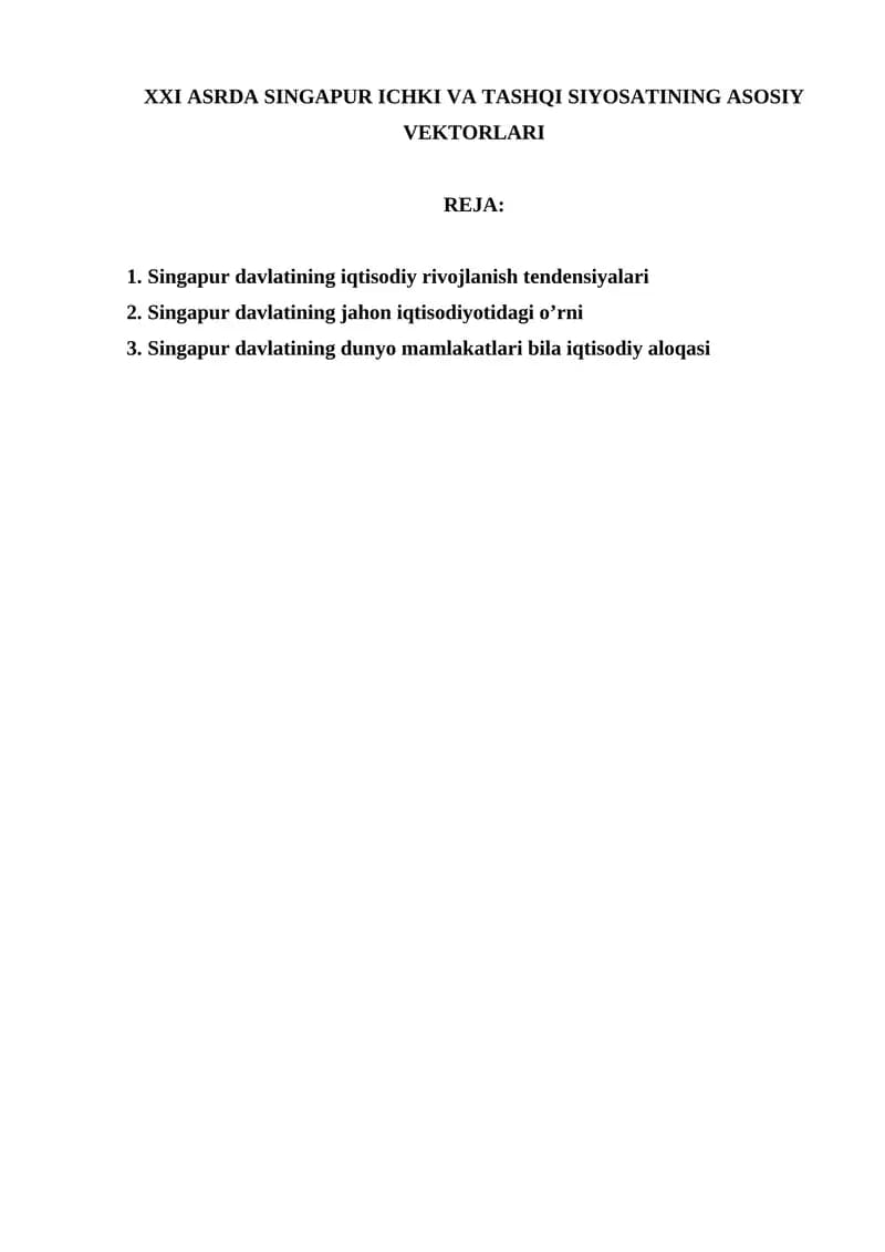 Singapur Iqtisodiyoti