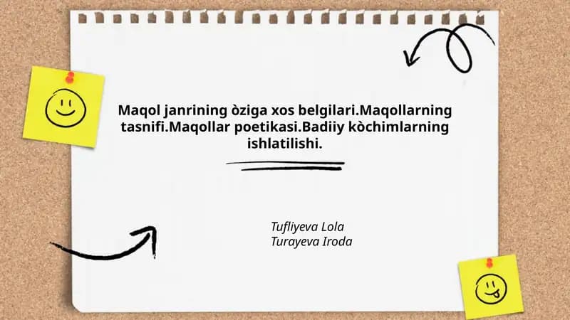 Maqol janrining òziga xos belgilari