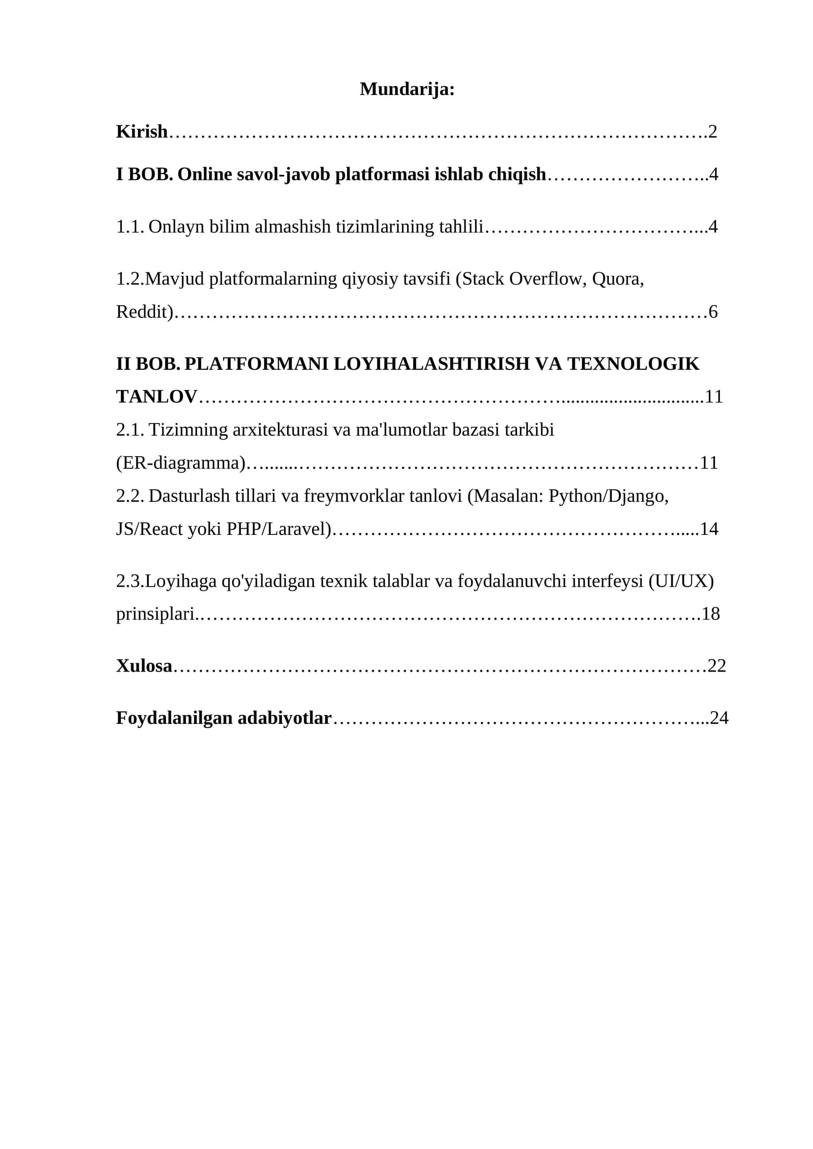 BOB. Online savol-javob platformasi ishlab chiqish
