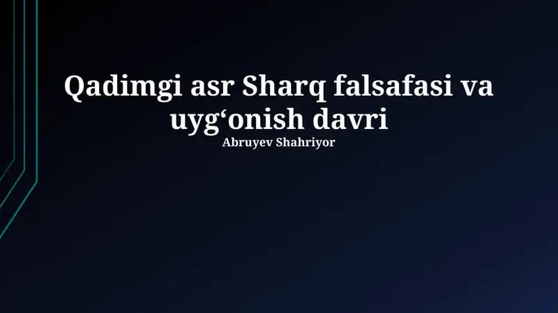 Qadimgi asr Sharq falsafasi va uygʻonish davri