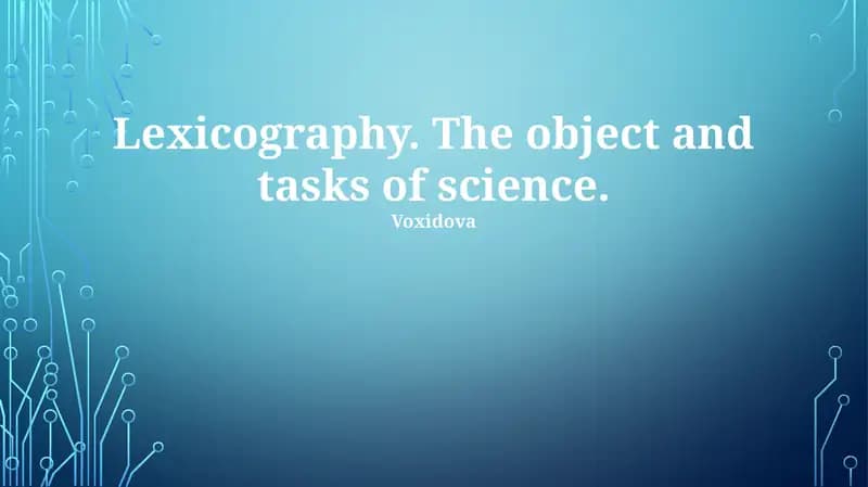 Lexicography