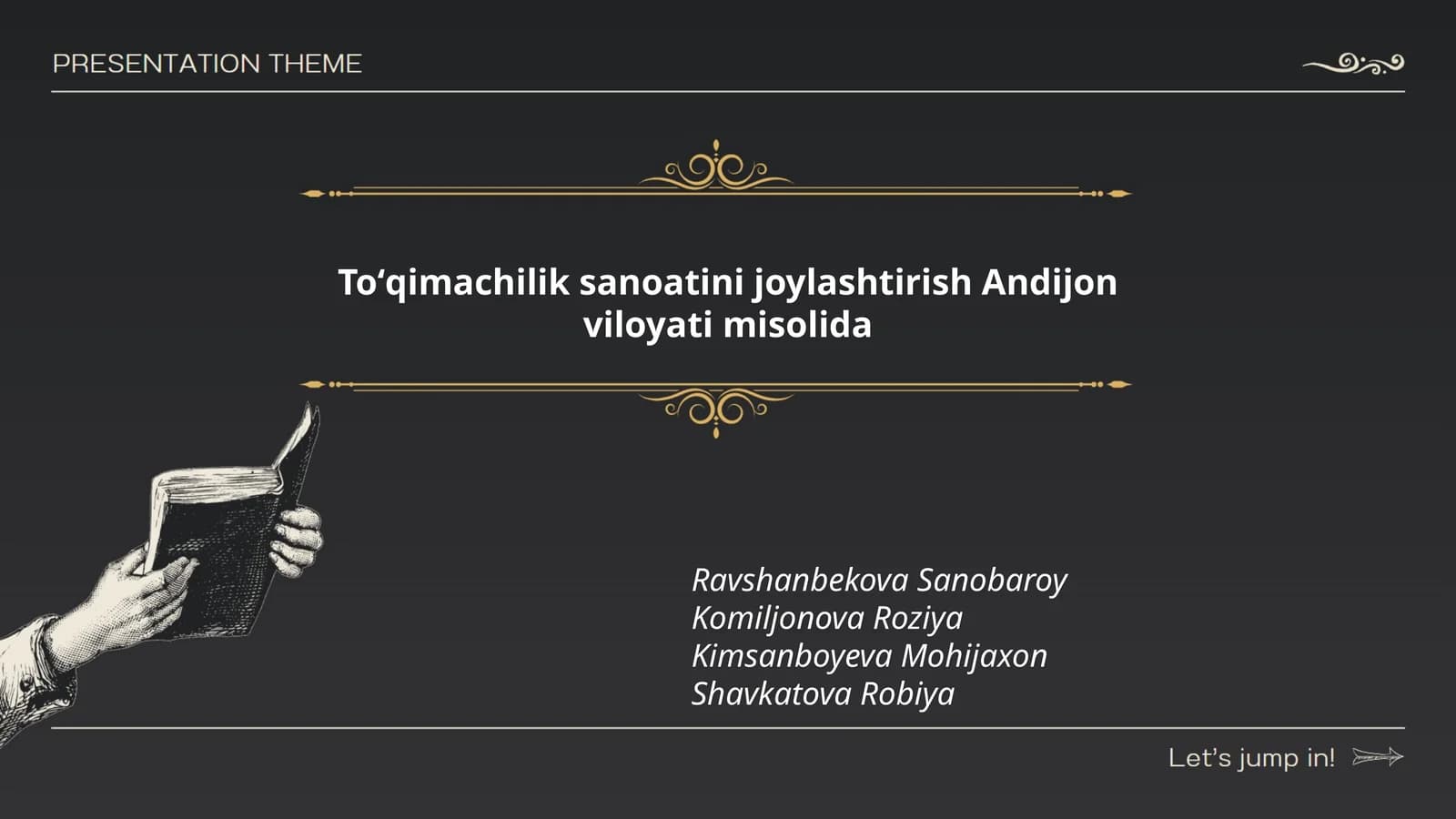 Toʻqimachilik sanoatini joylashtirish Andijon viloyati misolida