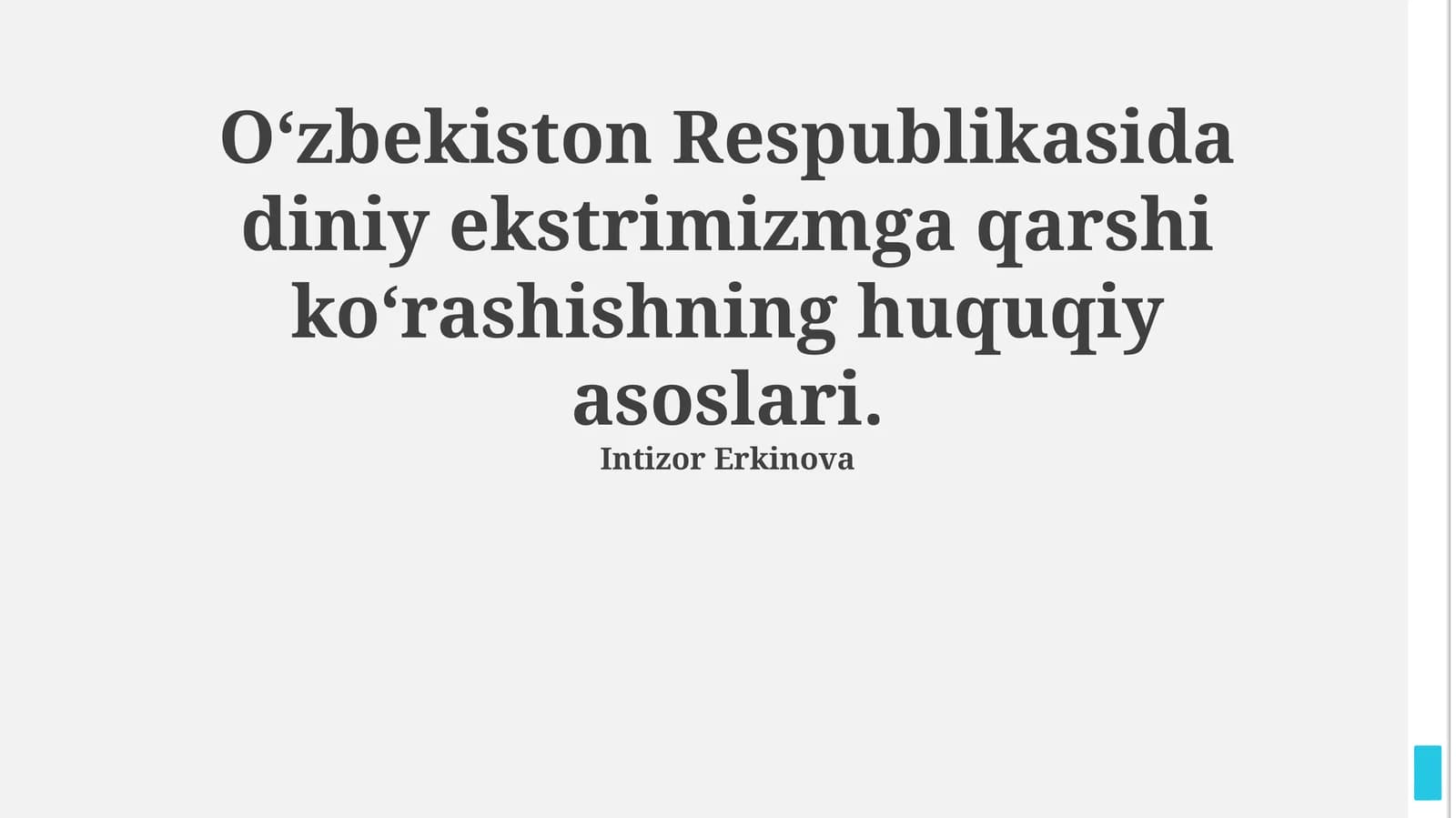 Oʻzbekiston Respublikasida diniy ekstrimizmga qarshi koʻrashishning huquqiy asoslari